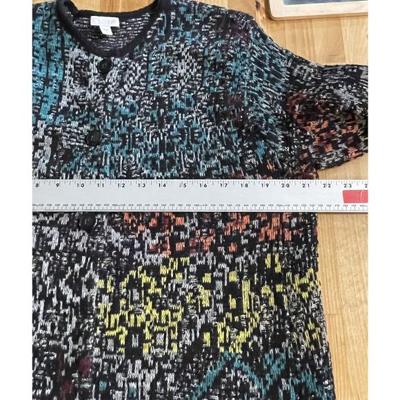 J. Jill‎ Cardigan Rainbow Long Duster Cotton Wool Blend Knit 3 Button Medium EUC - Picture 11 of 14